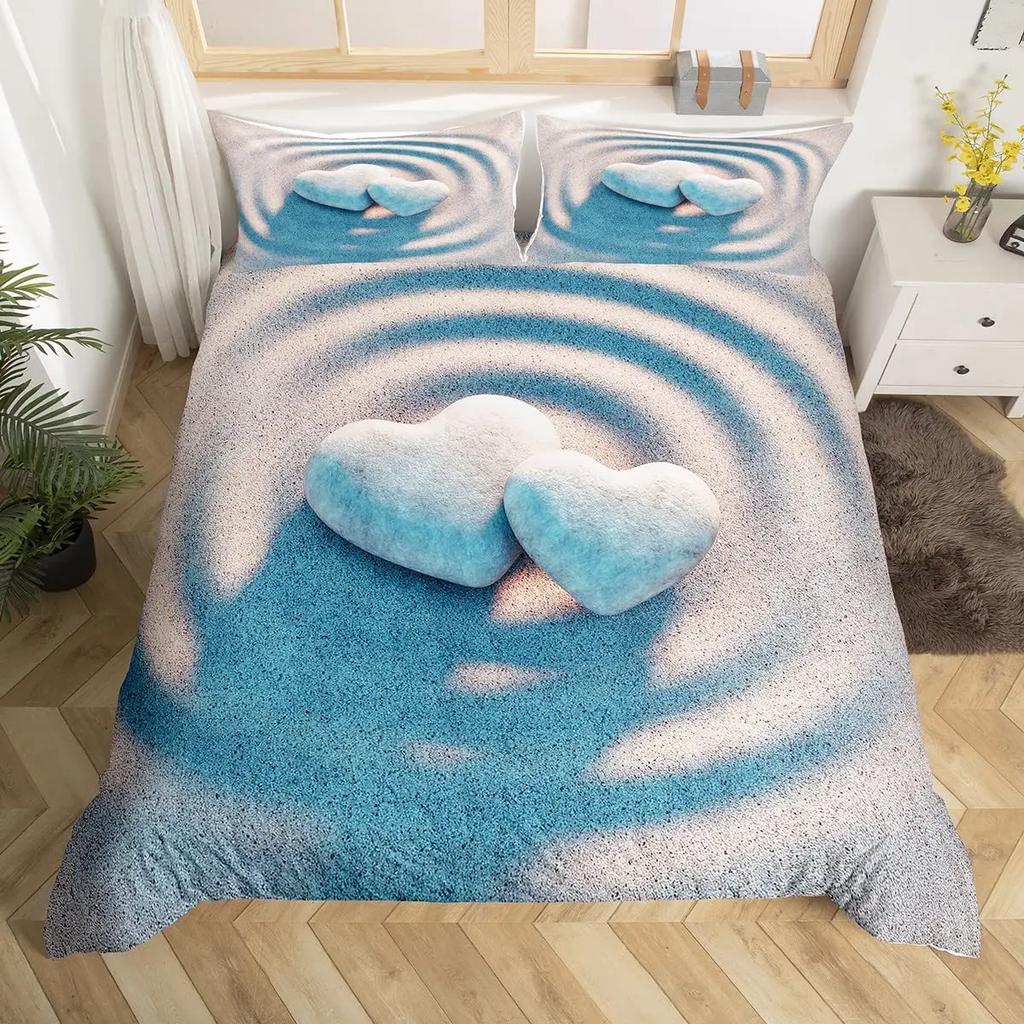 Zen Duvet Cover Set Sandy Beach Meditation Bedding Set Zen Stones Comforter Cover Tranquil Nature Artwork Quilt Cover Full Size
