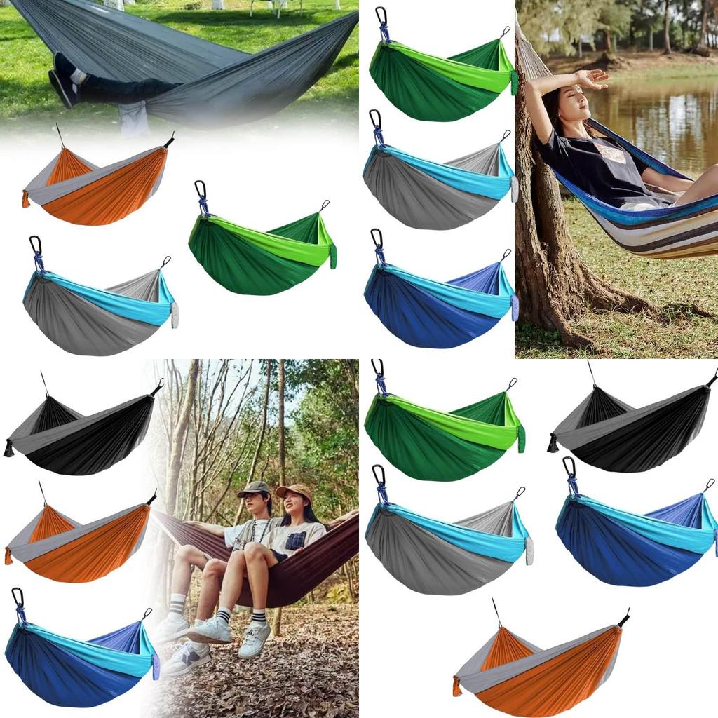 Double Nylon Hammock With Parachute Fabric For Outdoor Camping And Portable Use