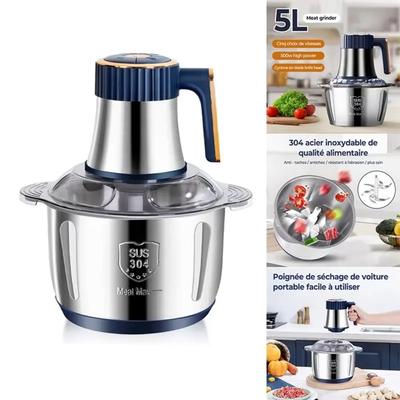 Tritacarne elettrico 5/3/2L tritatutto per alimenti in acciaio inox multifunzionale affettatrice per verdure robot da cucina frullatore