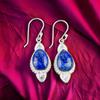 Natural Lapis Lazuli Gemstone 925 Stamped Silver Jewelry Handmade Earrings 1.80" EE-42-31