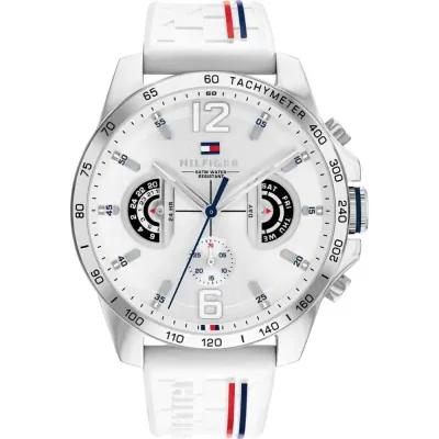 Tommy Hilfiger Tucker Weiße Zifferblatt Weiße Silikonarmband Herren Quarz Uhr 1710676