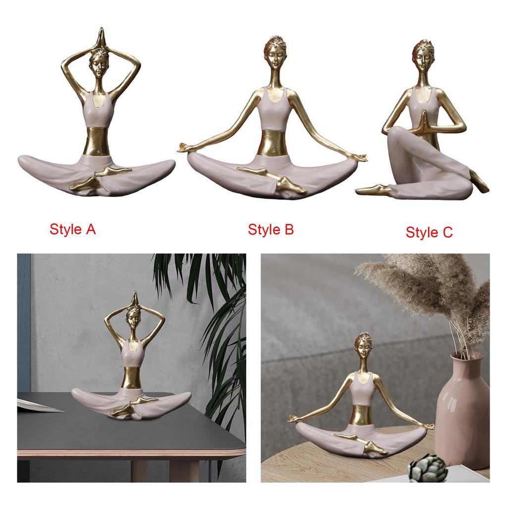 Yoga Statues Figurines Resin Crafts Ornament Yoga Girl Statue Yoga Sculpture for Desk Living Room Office Yoga Studio Shelf