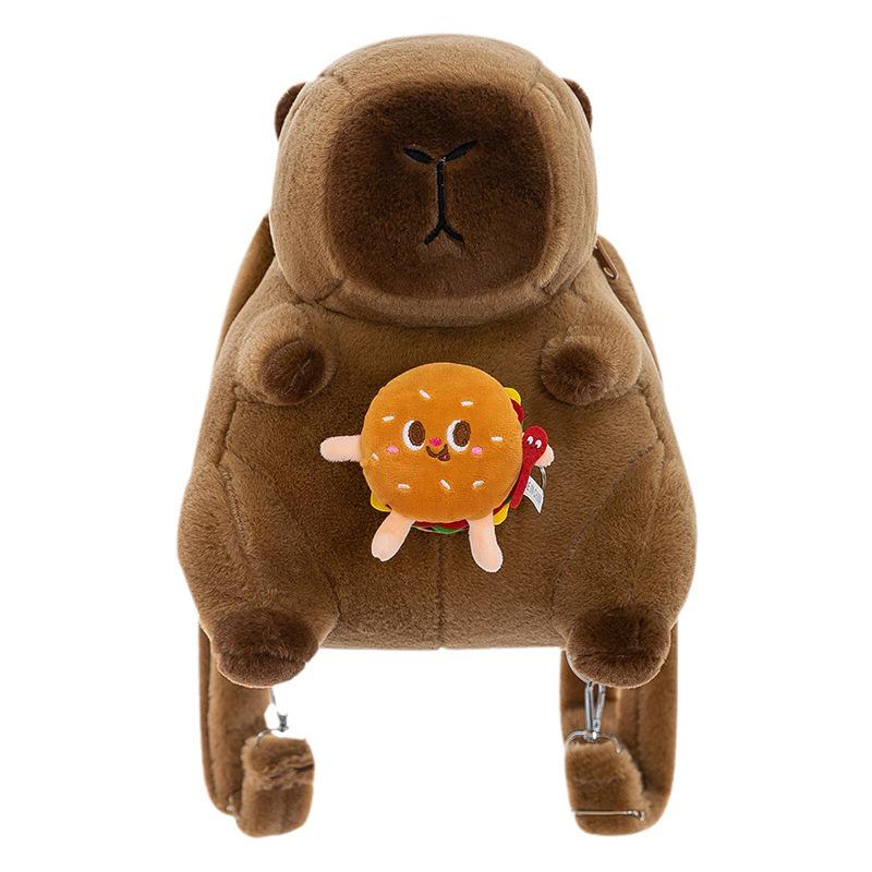 Trendy Capybara Plush Backpack for Girls: Stylish Student & Shopping Bag