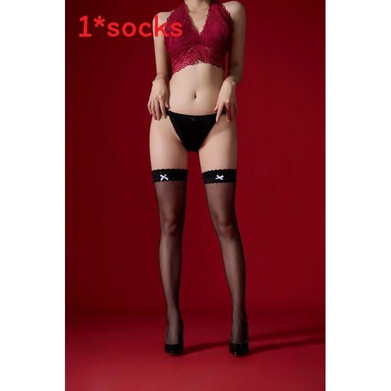Erotic Lace Thigh High Stockings With Heart Bow For Romantic Evening Wear