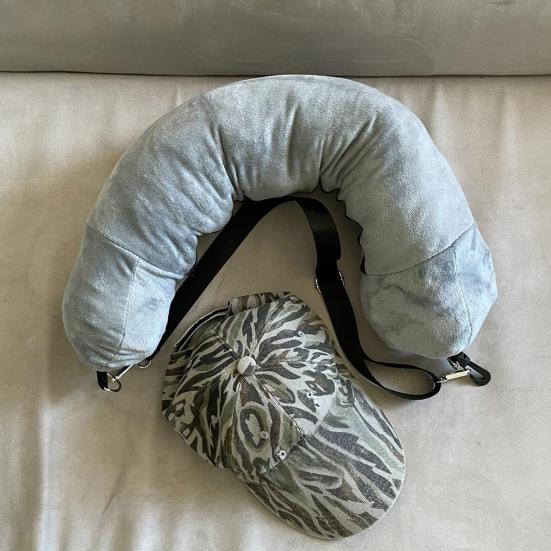 Travel Neck Pillow Stuffable with Clothes Pillow Case with Zipper Fillable Storage Bag Neck Pillow with Adjustable Strap for Airplane