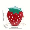 Summer Red Chic Strawberry-Shaped Crossbody Bag for Women Cute with Green Leaves & White Dots, Golden Chain Strap, Novelty Purse