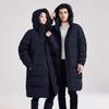 Couple's Long Black Hooded Duck Down Jacket - Thick, High Fill Winter Outerwear