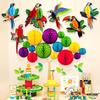 KatchOn, Large Tropical Birds Honeycomb Cutouts - 9x7.7 Inch | Paper Bird Decorations, Luau Party Decorations, Hawaiian Party Decorations, Rainforest