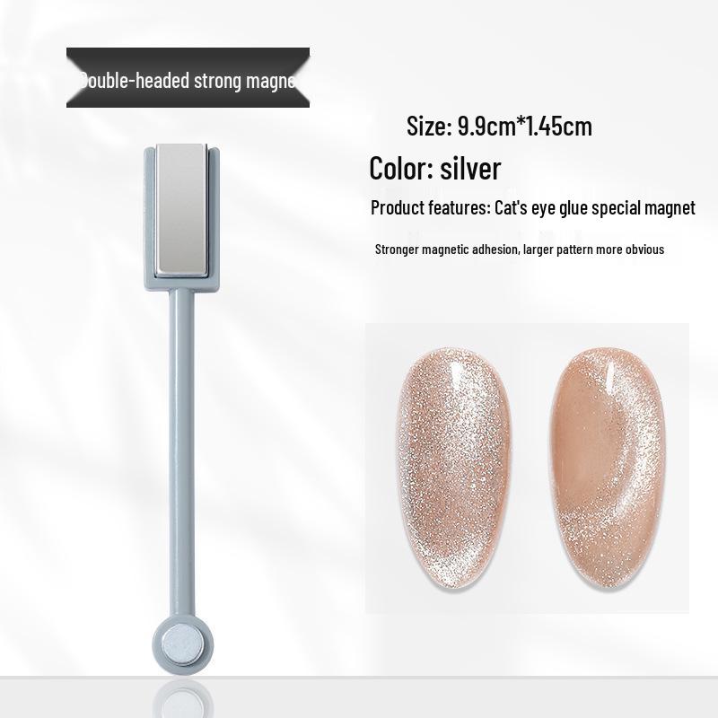 Verbessertes Cat Eye Press-On Nägel Set mit Magnetischem Stift und Blumen Design