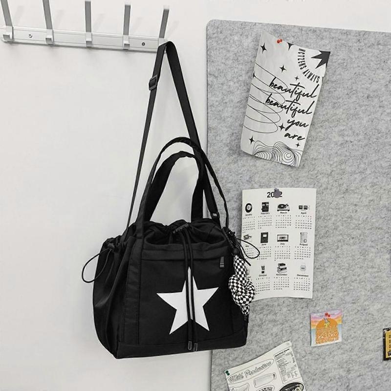 Sac à bandoulière à imprimé étoile pour femmes Sacs à main en nylon Grande capacité Sac à bandoulière unisexe Sac messager Sacoche de mode Kaki