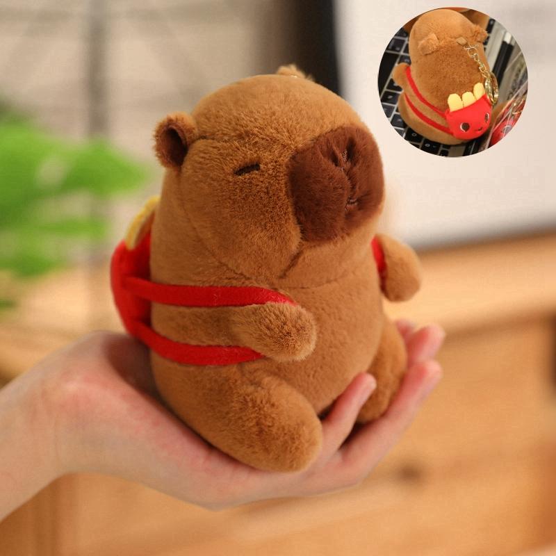12cm Kawaii Anime Capybara Plushies With Pikachu Stitch Lucifer Cat Hat Doll Stuffed Animals Capybara Plushies Girl Toys