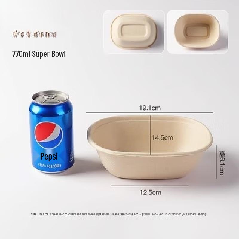 Disposable 770ml Thickened Hexagonal Pulp Takeaway Bowls (100 Count)