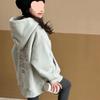 Felpa con cappuccio foderata in pile da bambina, spessa, calda, vestibilità ampia, top invernale per bambini