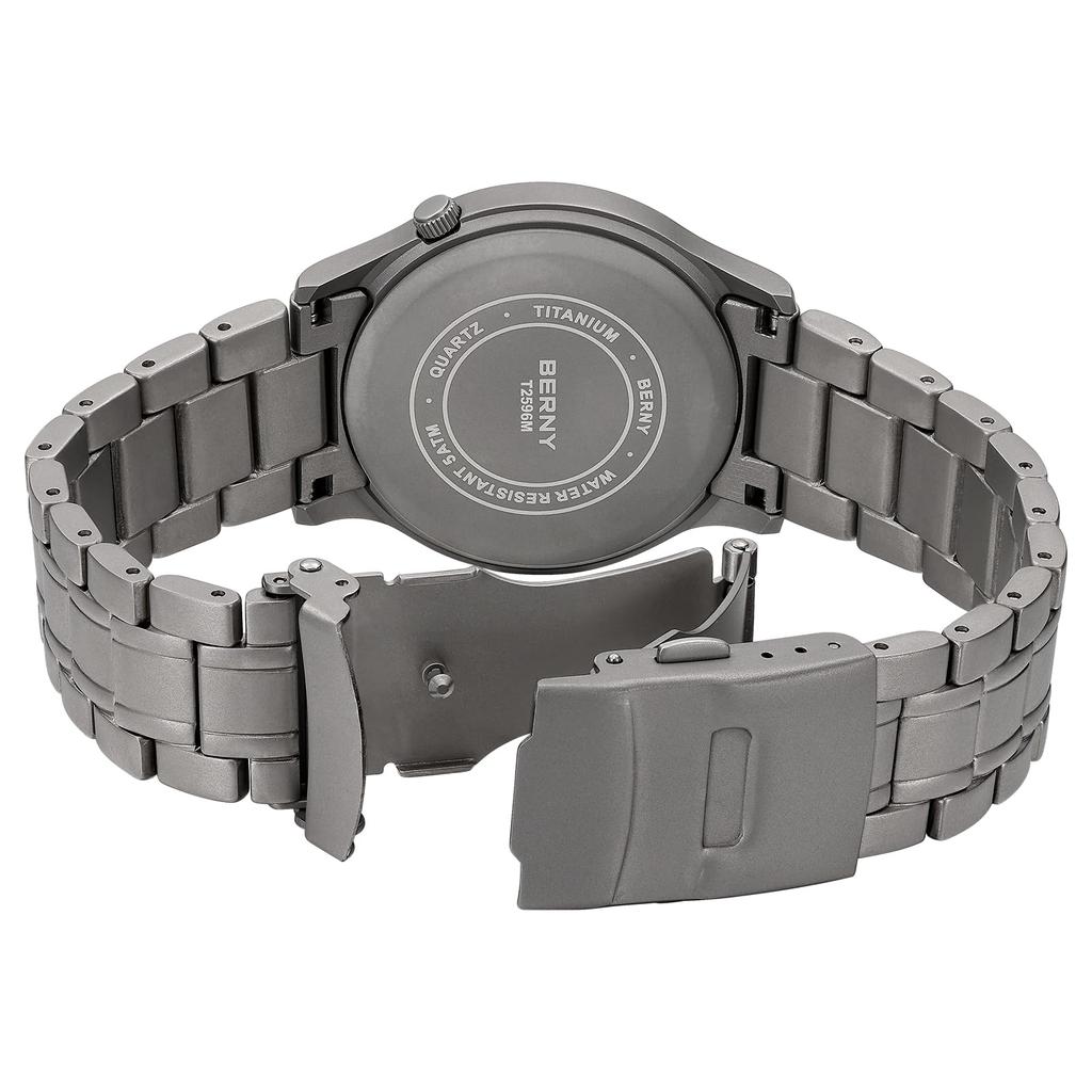 BERNY Titanium Watch with Japanese VH31 Sweep Second Quartz 5ATM Water and Super Luminescence for Men and Women Men's Movement, Resistance,