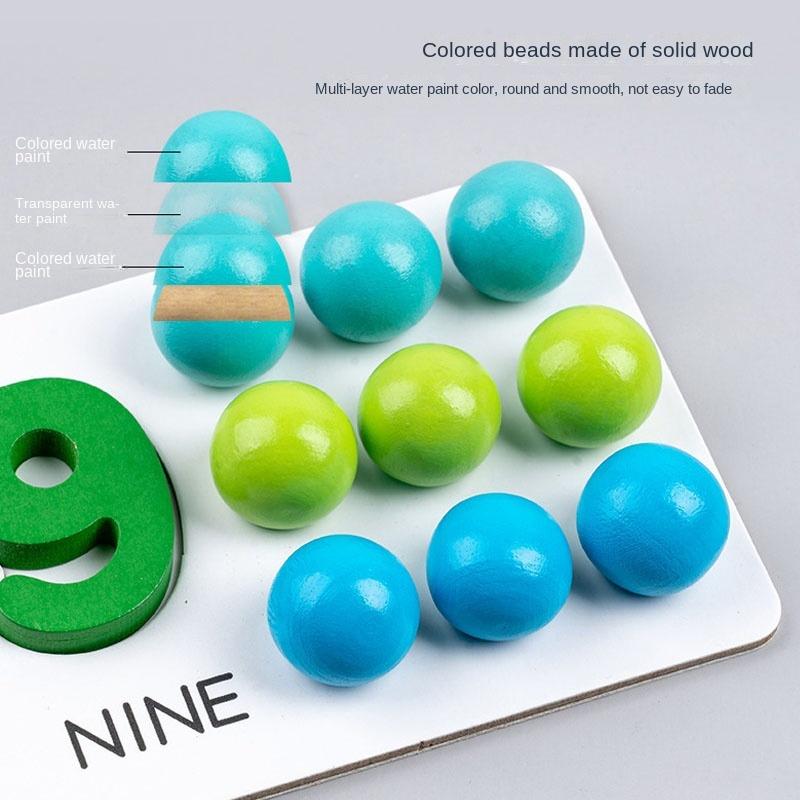 Montessori Math Learning Puzzle For Kids Wooden Bead Counting And Matching Game