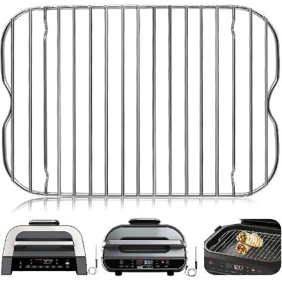 Air Fryer Rack for Ninja Foodi FG551 Smart XL Indoor Grill with Air Fry, 11.6  *7.6   Stainless Steel Air Fryer Accessories Roasting Steamer Grill