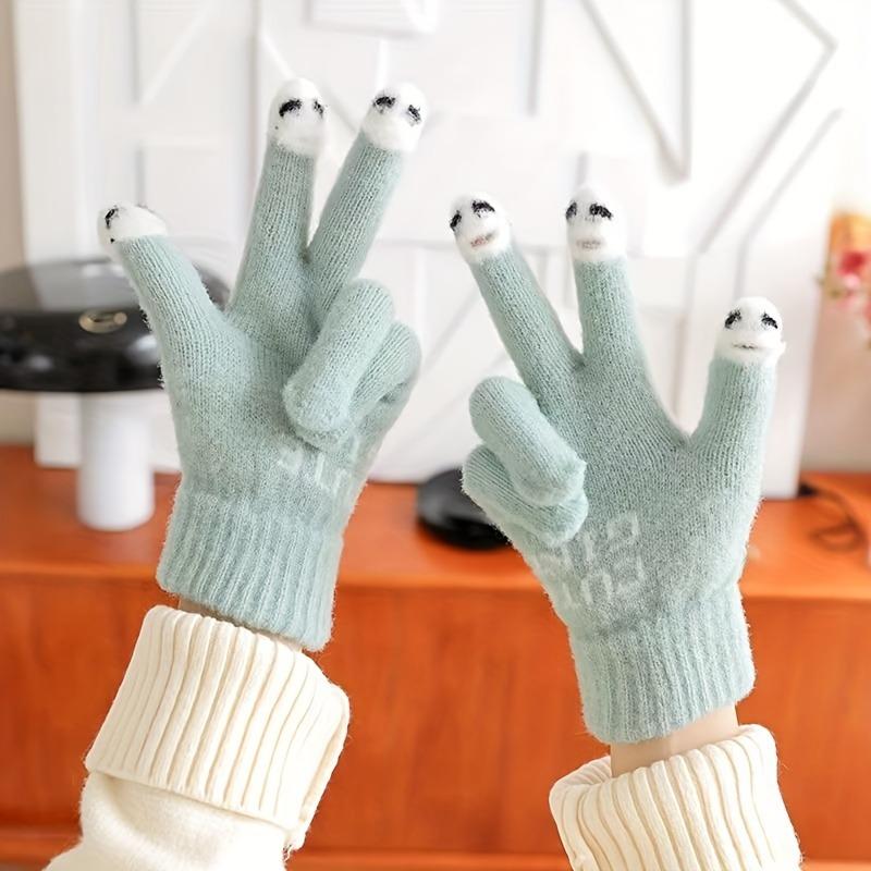 Touchscreen Winter Gloves for Women Cute Cartoon Full Finger Fleece Lined Warm Elastic Outdoor Daily Use Holiday Accessories