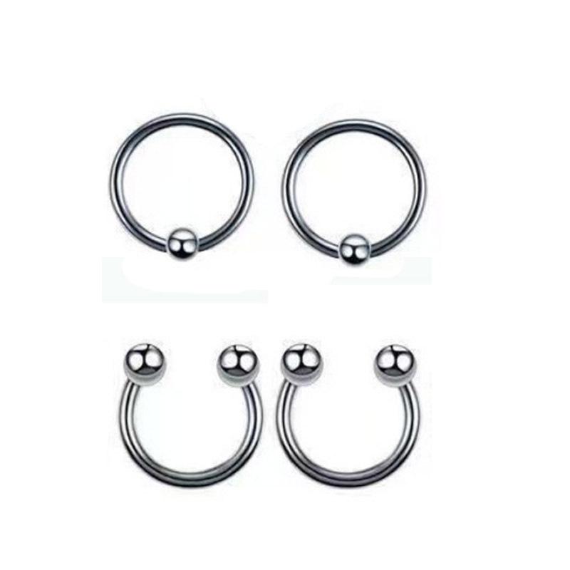 Stainless Steel Stud Earring Set 10 Pieces European and American Hip Hop Ear Bridge Barbell Ear Bone Stud Stud Earrings