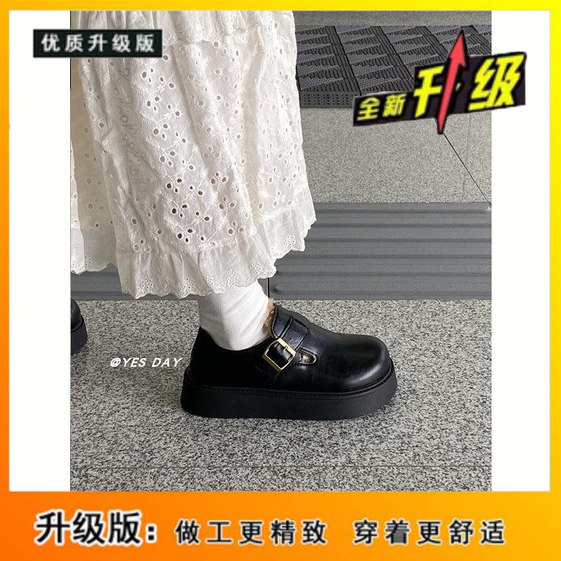 Soft leather version~ brown retro big head platform small leather shoes women's 2025 spring new British style versatile Boken shoes