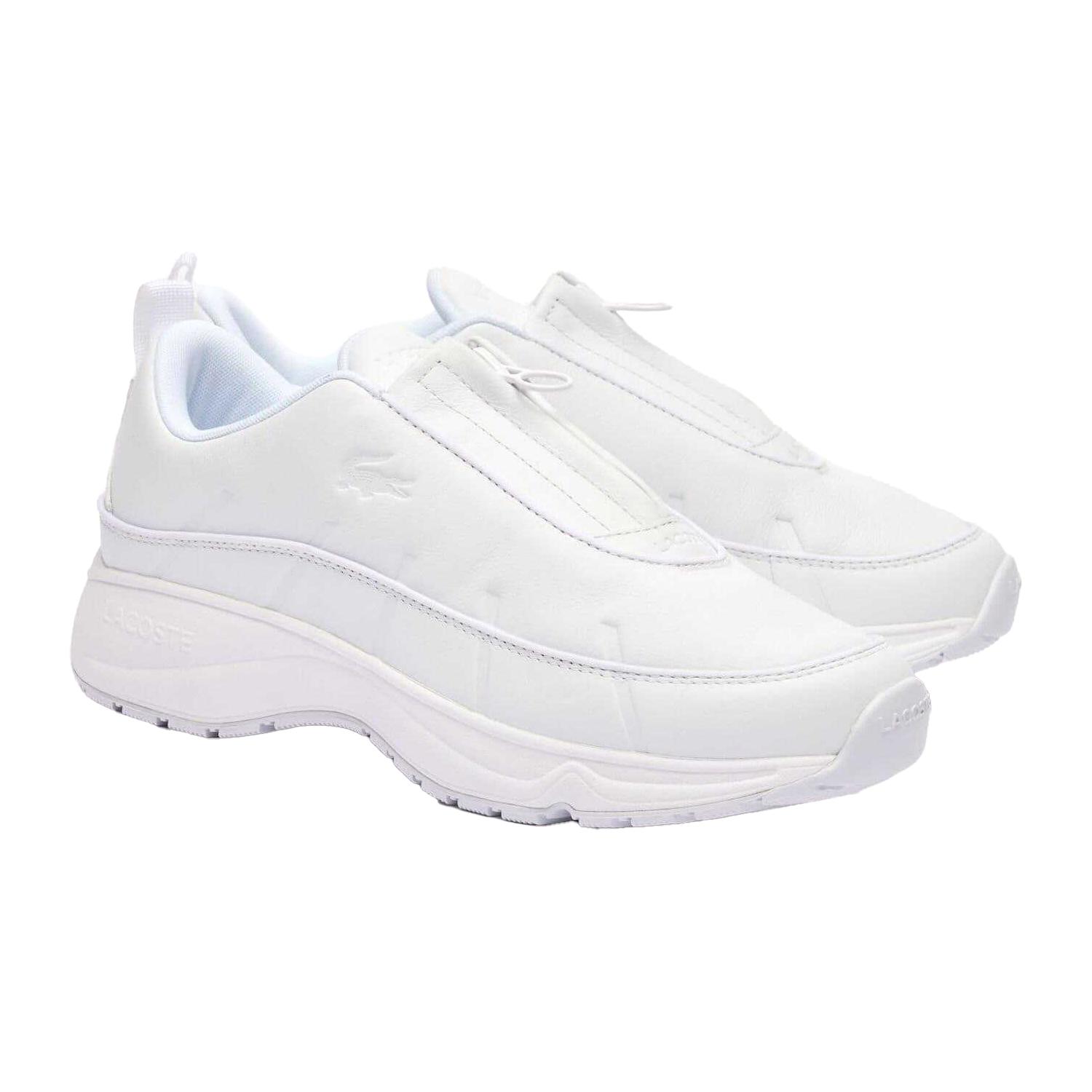Lacoste Herren Audyssor Leder-Sneaker mit Reißverschluss 9.5 UK weiß