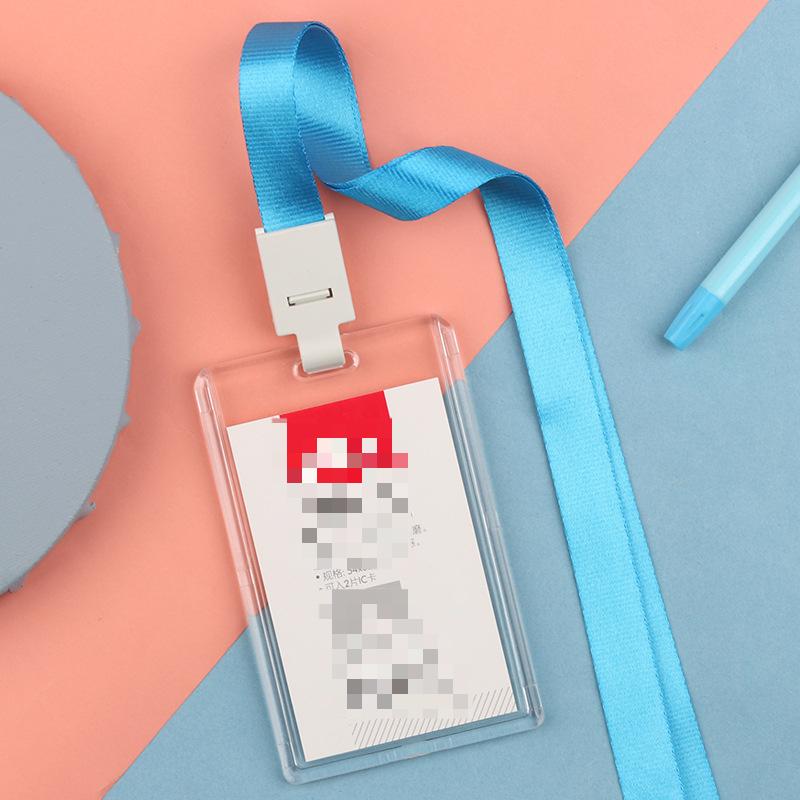 Fashion Acrylic Transparent Bus Cards Sleeve Employee Work Card Holder with Lanyard Work Card Cover Women Men Credit Card Holder