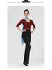 Women's V-Neck Short Sleeve Dance Outfit with Black Flared Pants