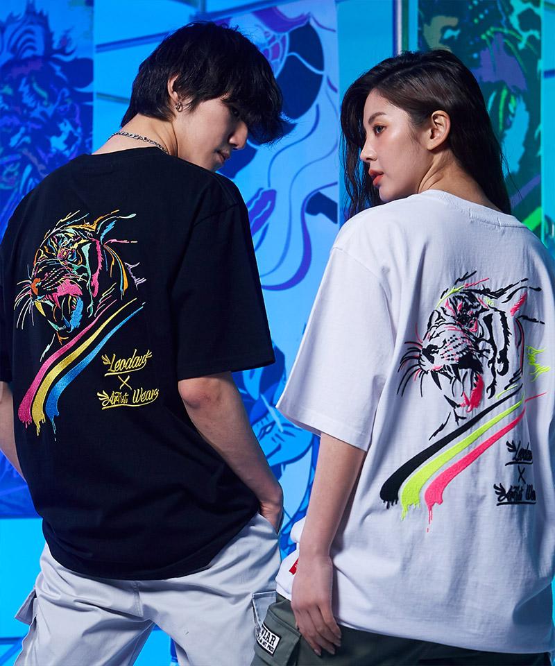 ARTISTWEAR [Atw X Leodav] Tiger Embroidered Oversized Short Sleeve T-Shirt_Wh