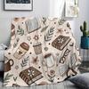 Cozy Book & Coffee Fleece Blanket , Warm and Comfortable Throw Blanket Sofa Bed Sofa Camping Trip, the Best Gift.
