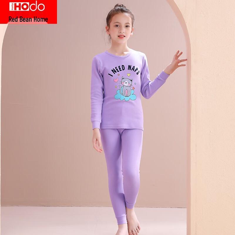 Hodohome Girls' Pure Cotton Thin Thermal Underwear Set