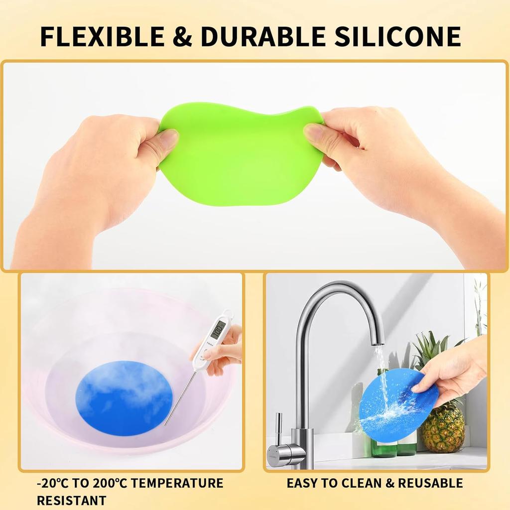 4-Pack Silicone Jar Opener Gripper Pads, 5 Inch Round Non-Slip Bottle Lid Opener for Easy Opening, Heat-Resistant Cup Coasters, Food-Grade Silicone,