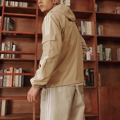 adidas Originals casual hooded jacket, unisex, light khaki