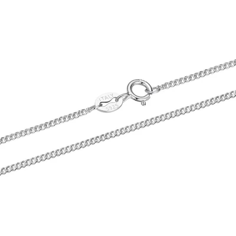 

BAMOER Solid Gold Over 925 Sterling Silver Side Chain Necklace for Women Girls, 1.2mm Curb Fine Chain Necklace Repurposed Silver 50cm