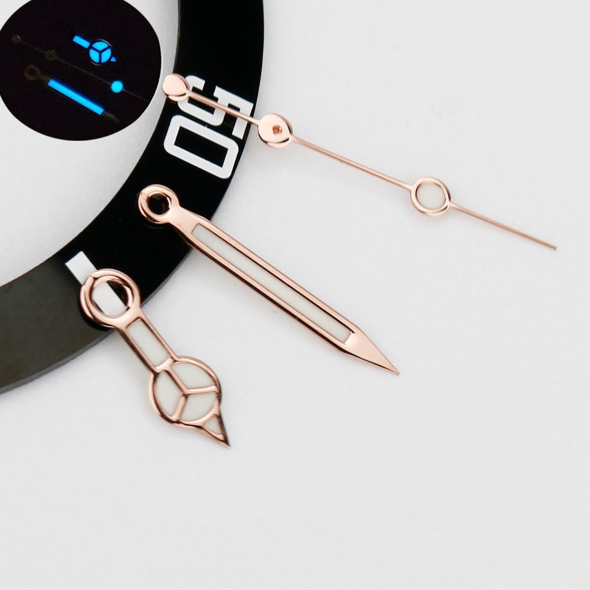 

NH35 NH36 Polished Hands Watch Pointer 8*12*13.5mm Rose Gold Silver Hands Diver Aiguille Hands C3 Blue Green Luminous