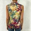 Women Sleeveless V Neck Casual Pullover Digital Print Top Blouse Lightweight Summer Shirt