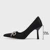 Fashion French High Heels, Women's Rhinestone Bow, Socialite Temperament, Simple Summer Plus Size Single Shoes