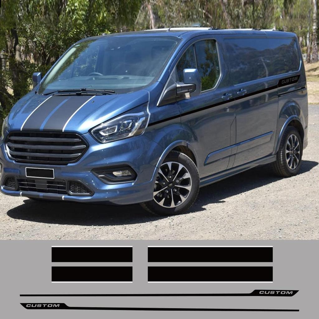 6 Stück/Los Auto Motorhaube Seite Hintertür Aufkleber Benutzerdefinierte Wohnmobil Sport Vinyl Abziehbilder, Passend für Ford Transit Tourneo Auto Zubehör