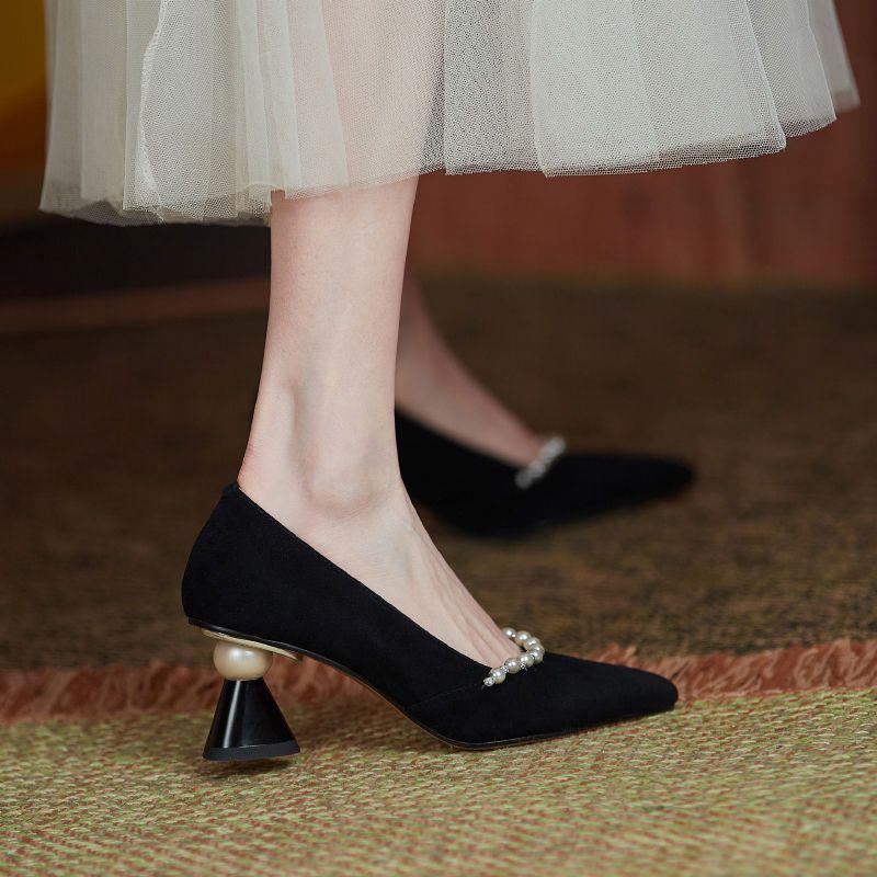 Fashion Pointed Toe White Women's Summer Footwear Shoes for Woman 2024 Pumps Pearl High Heels Black On Heeled Wedding Bride Shoe 39 Y2k