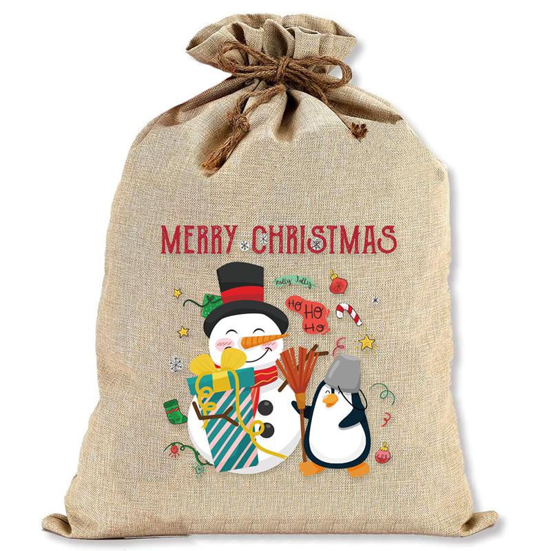 

1PC Eco-Friendly Burlap Christmas Sack Natural Jute Party Favor Pouch 40x50cm