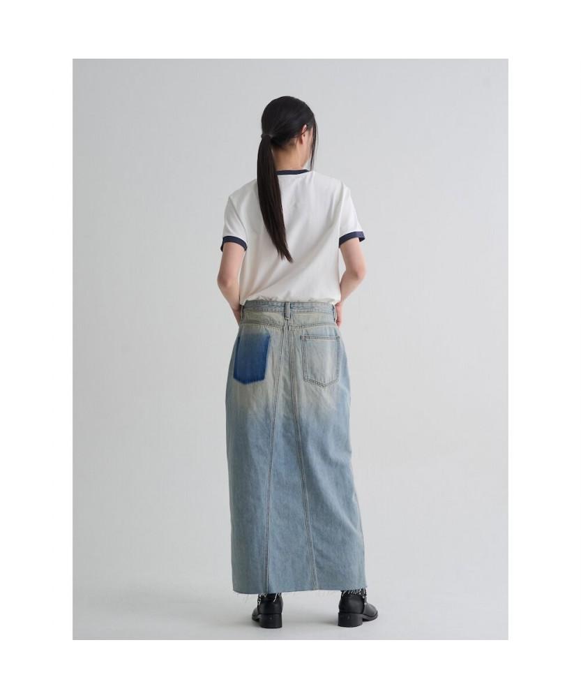 8seconds Diagonal Fastening Denim Maxi Skirt Sky Blue