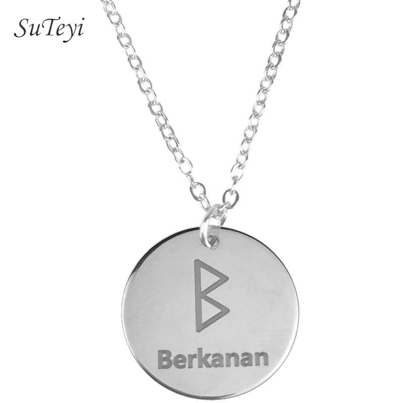 New Style 25 Style Rune Letters Viking Necklaces & Pendants Stainless Steel Material Statement Necklace Women Jewelry