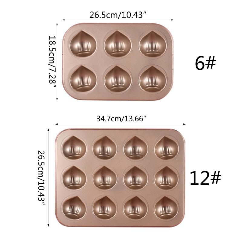 6/12 Cavities Chestnut Cake Pans Carbon Steel Material Cake Pans Baking Moulds Baking Pans Cake Pans Set for Cake Muffin