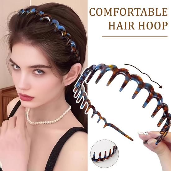 Cerchietto per Capelli a Forma di U in Silicone Fascia Antiscivolo con Denti Cerchietto Versatile per Acconciature Pettine Regolabile Accessorio per Capelli