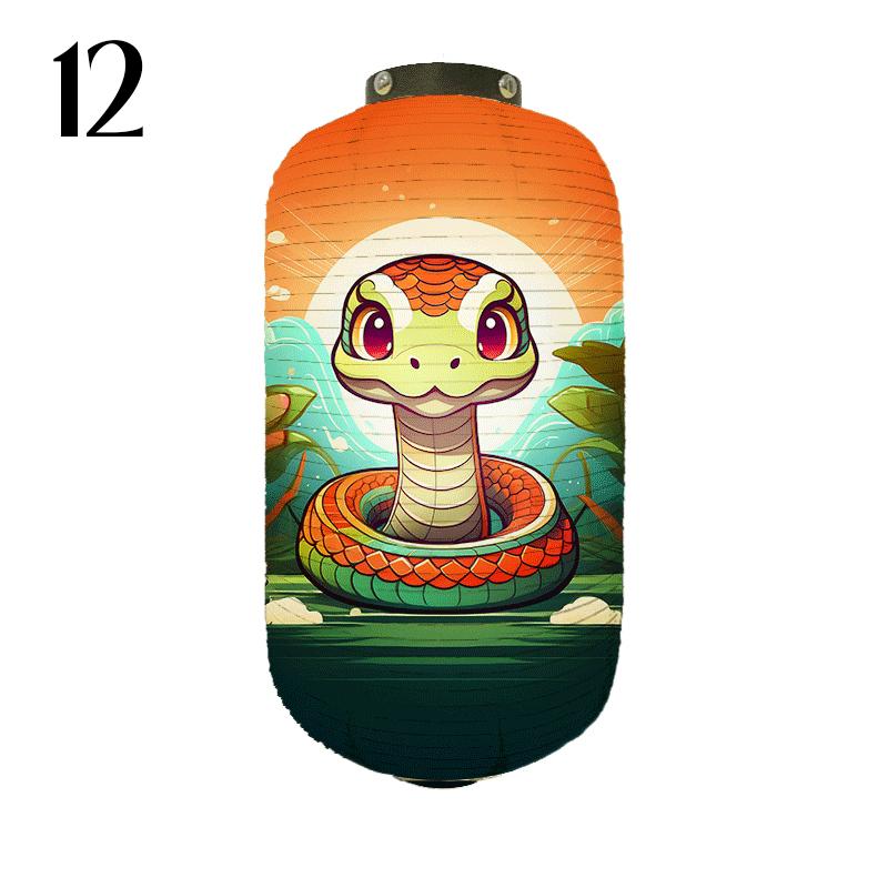 Japanese Style Cloth Lantern New Year Festival Mascots Zodiac Snake Printed Lantern Sushi Shop Bistro Restaurant Decor Ornaments