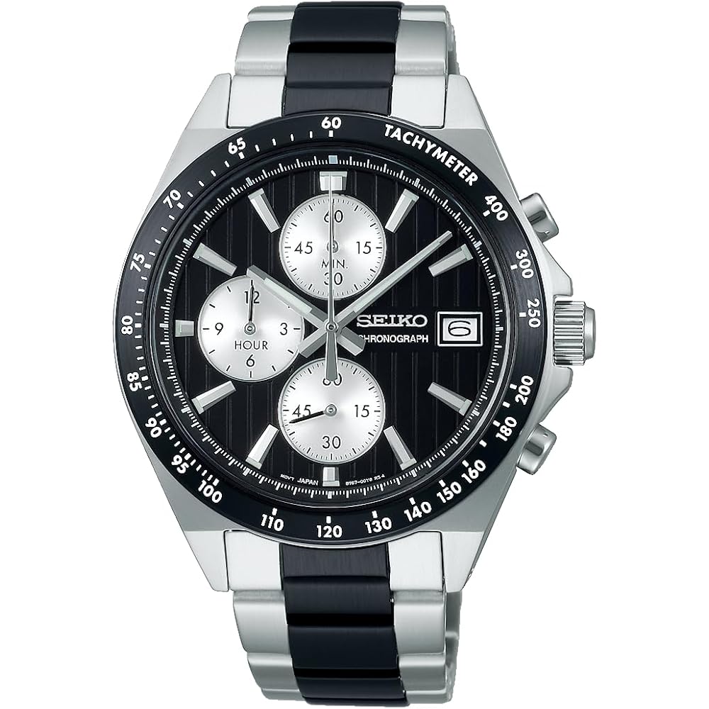 

Мужские кварцевые часы-хронограф Seiko Selection SBTR043 Черно-серебристый циферблат Нержавеющая сталь Календарь даты