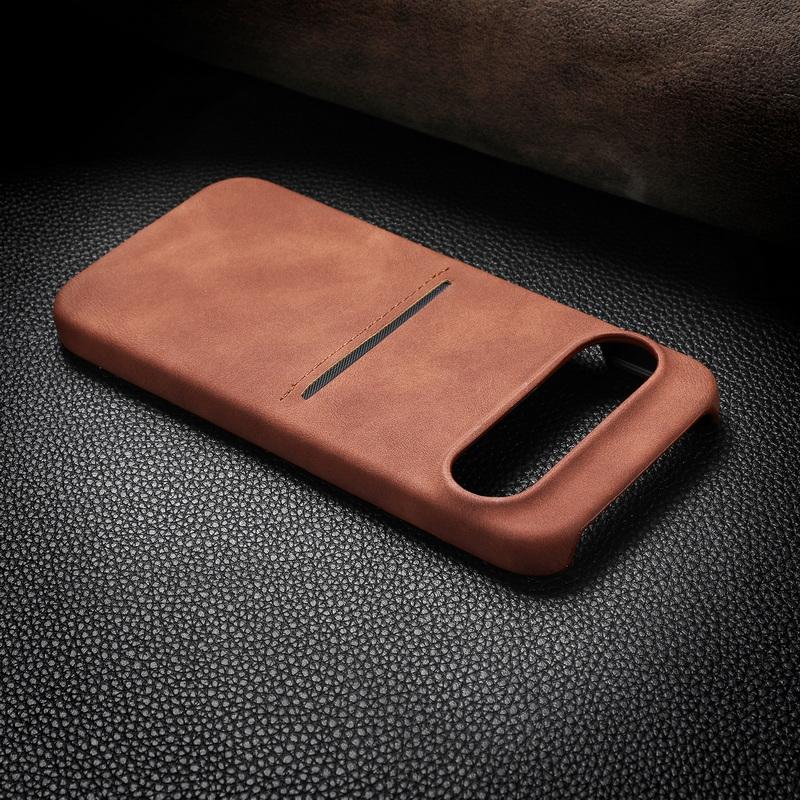 Solid Color Matte Leather Slim Phone Cover For Google Pixel 9 Pro XL Pixel 8A Luxury Card Slot Hard PC Shockproof Lens Protection Case