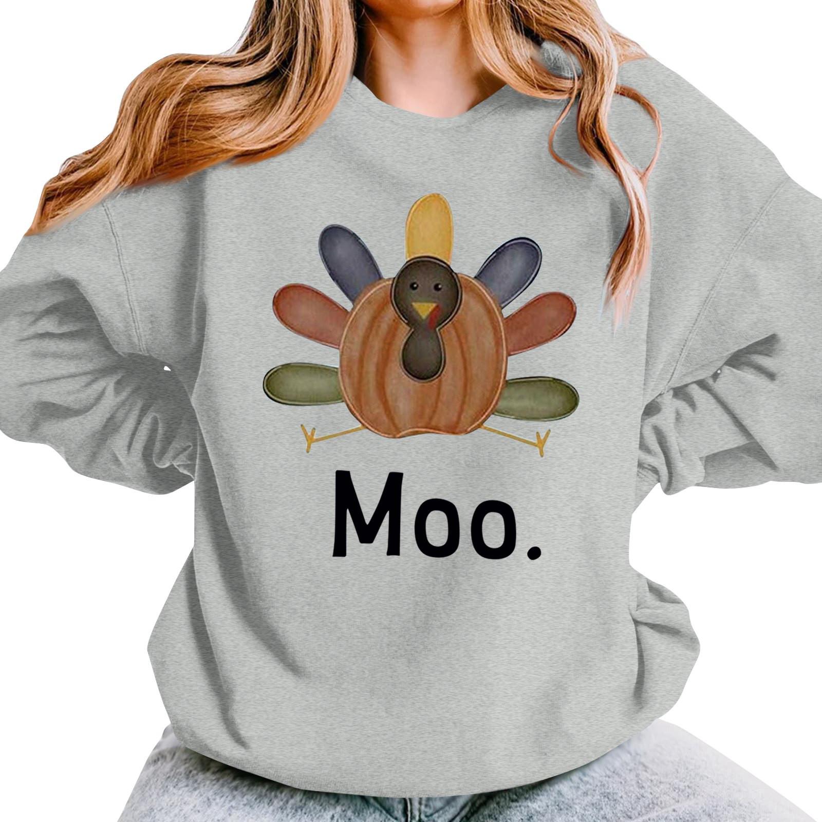 Женская повседневная мода День благодарения с принтом длинный рукав O-образный вырез — фото 8