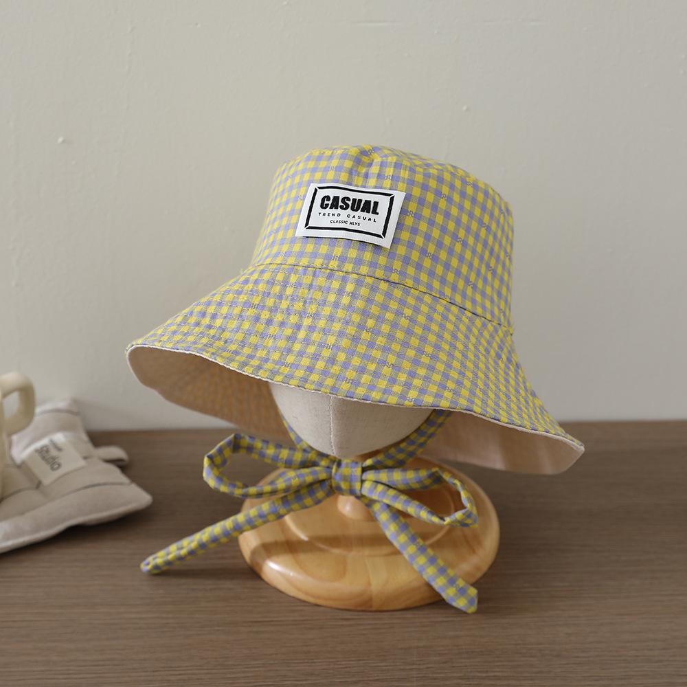 

Girl Sweety Fashion Sun Hat 52CM 2-6 Years Boys Outdoor Kids Summer Fisherman Hat Plaid Patchwork Bucket Cap Children Hats 52CM