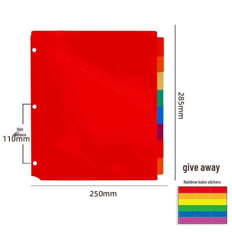 Colorful Refillable Loose-leaf Folder with 6 Classification Index Pages and 3-Hole Divider Pages, US Size