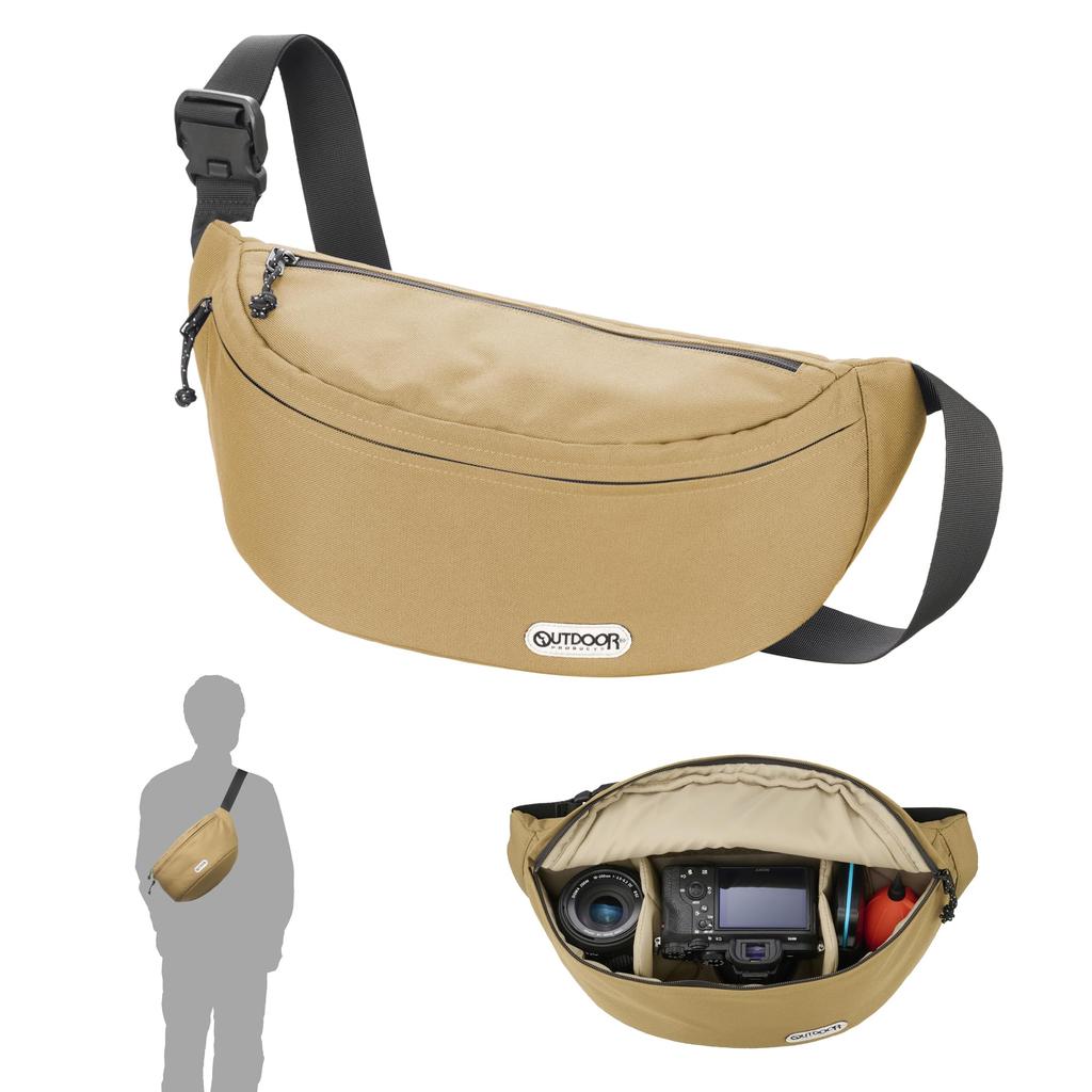Hakuba OUTDOOR PRODUCTS Camera Shoulder Bag 07 AZ an camera bag with YKK zippers and Model AMZODCSB07BE Beige, ultra-lightweight sling-style
