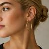 Ins Simple and Versatile Stainless Steel Smooth Gold Plain Ring Earrings Geometric Round Earrings Light Luxury High Sense